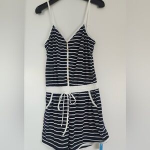 Navy and White Striped Sleeveless Dress